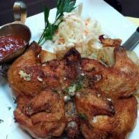 Cornish Hen · Pressed, marinated and pan-roasted.