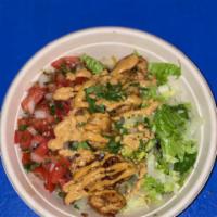 Grilled Shrimp  · Rice,black beans, cheese lettuce pico de Gallo and chipotle mayo