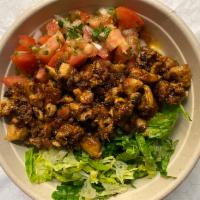 Grilled Chicken Bowl · Spanish rice, black beans, romane lettuce, fresh pico de Gallo and cheese
