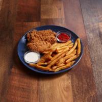 Chicken Tenders · Chicken tenders cooked to a “tasty golden brown”, served with fries and your choice of ranch...