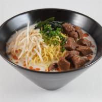 8. Spicy Beef Stew Ramen · Beef stew, seaweed, bean sprouts, green onions, spicy tonkotsu broth, sesame seeds, and rame...