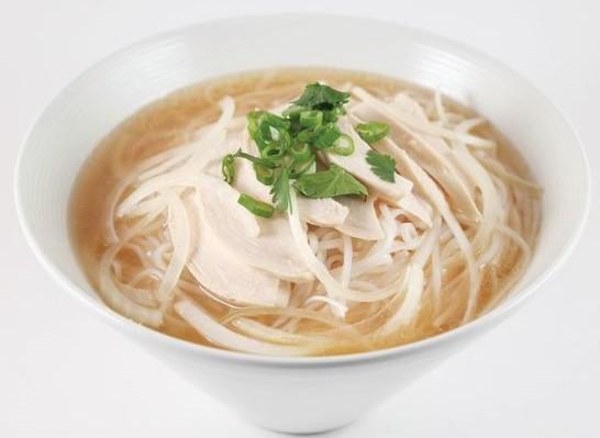 3. Chicken Pho · Sliced chicken, cilantro, onion, green onion, chicken broth, and rice stick noodles. Gluten free.