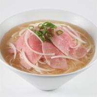 3. Beef Pho · Thin rare steak slices, white onions, green onions, rice stick noodles in beef broth. Gluten...