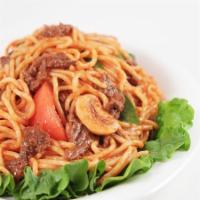 27. Srirachagetti   · Choice of protein, spaghetti, tomatoes, Thai basil, mushrooms in Sriracha tomato sauce