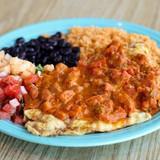 Spanish Omlette · Vegetarian. Cheese, mushroom, and bell pepper. Served as a breakfast burrito in a flour tort...