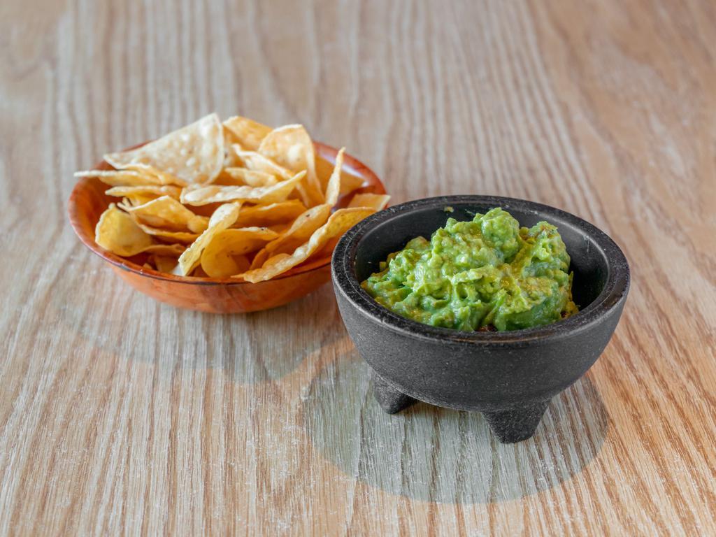 Guacamole and Chips · A creamy dip made from avocado. Chips: thinly sliced and crispy.  
