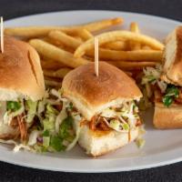 Bbq Sliders. · Prepared to perfection Hawaiian sweet rolls with BBQ pulled pork and citrus slaw served with...