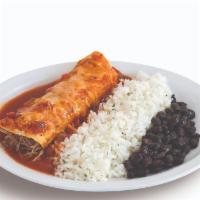 Kid’s Enchilada Plate. · one cheese enchilada with mild red sauce served with rice and beans.