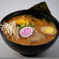 2. Miso Tonkotsu Ramen · Miso tokotsu flavor soup with garlic butter, corn, and bean sprouts. Come with bamboo shoots...