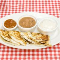 Smoked Chicken Quesadillas · One side of BBQ salsa included