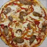 The New Yorker Pizza · Roasted red and yellow pepper with two types of sausage. 