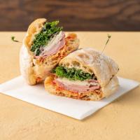 Sandwich No. 3 · Salami, Mortadella, provolone, kale, red onion, cherry pepper relish and balsamic aioli. 