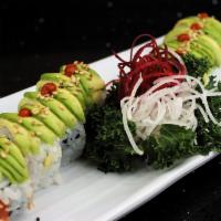 911 Roll · Spicy tuna roll with avocado on top.