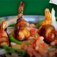 Diablo Shrimp · 6 grilled shrimp, wrapped in bacon, stuffed with jalapeno pepper and Monterrey Jack cheese. ...