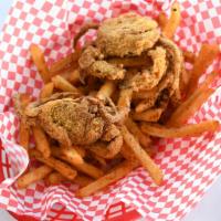 Soft Shell Crab Basket · Deep fried and crispy, served with fresh citrus and Cajun mayo.