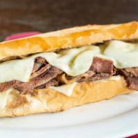 Roast Beef and Cheese Sandwich · Sandwich with thinly sliced beef that has been cooked over a dry heat. 
