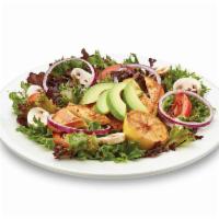 Chicken & Veggie Salad · Freshly grilled crispy chicken breast, fresh sliced tomato, red onions, avocado & mushrooms ...