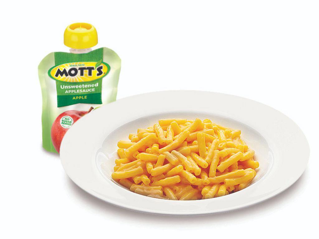 KRAFT® Macaroni & Cheese · Creamy and cheesy Kraft® Macaroni & Cheese, served with Motts® Applesauce.