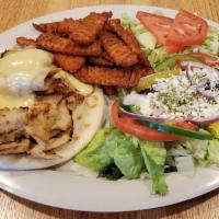 Chicken Gyros Dinner · Served with sweet spuds.
