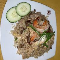 29. Thai Pavilion Fried Rice  · Thai-style seasoned jasmine rice pan-fried with shrimp, chicken, pork, or beef with carrots,...