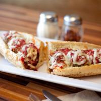 Meatball Hoagie · Seasoned meatballs in a Mellow red sauce topped with melted mozzarella.
