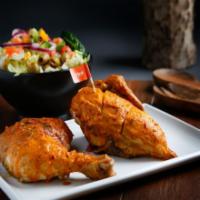 1/2 Chicken · All natural, hormone free, and grass fed. Chicken is marinated  for 24 hours before being sl...