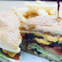 Double Decker Cheese Burger · Grilled or fried patty with cheese on a bun.