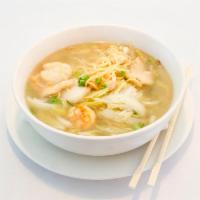 House Ramen Noodle · Shrimp, scallop, chicken and mixed vegetables with Japanese egg noodle soup.