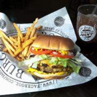 The Old Fashioned Deluxe Cheeseburger · Most popular. American cheese, mustard, pickles, tomato, lettuce, and onion.
