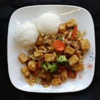 Tofu Stir Fried Veggie  · Served with steamed rice.