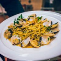 Spaghetti and Clams · Fresh clams and garlic in a white or red sauce.
