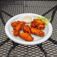 Buffalo Wings · Frank's hot sauce, with celery sticks and bleu cheese dressing.
