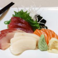 Small Sashimi Plate · 3 types, 9 total slices of assorted fresh raw fish.