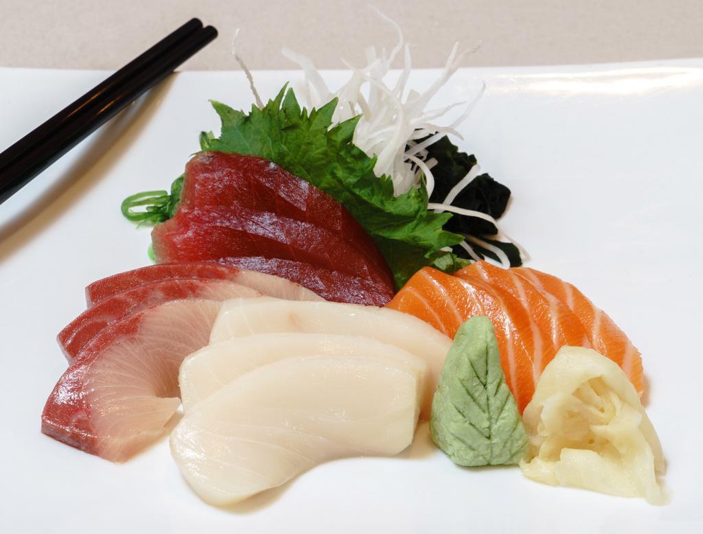 Small Sashimi Plate · 3 types, 9 total slices of assorted fresh raw fish.