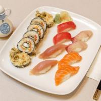 Ken Zaburo Plate · 2 pieces each of tuna, sake, albacore, yellowtail nigiri and a Ken Zaburo Maki. Served with ...