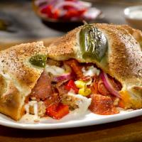 CHICAGO FIRE CALZONE · Pepperoni, salami, sweet Italian sausage, red peppers, red onions, pepperoncini, mozzarella,...