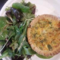 Q2. Broccoli and Cheddar Quiche · Served with a side of mesclun mix salad and house vinaigrette.