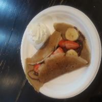 CP18. Strawberry, Banana and Nutella Crepe  · Made with buckwheat flour imported from France. Gluten free.
