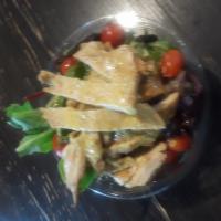 SA2. House Salad with Grilled Chicken · Mini tomatoes and house vinaigrette. Made with mesclun mix.