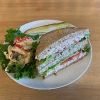 Love at 1st Bite Sandwich · Albacore tuna salad, lettuce, tomato and red onion on multigrain bread 450c