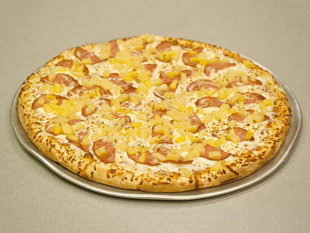 Big Kahuna Pizza · Chicken, pineapples, onions and Canadian bacon.