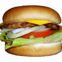 Jr. Cheeseburger · Jr. patty, cheese, lettuce, tomato, onion & 1000 Islands dressing.