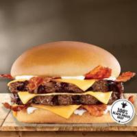Monster Angus Thickburger · The only way to stop it is to eat it!  The Monster charbroiled burger features two 100% Blac...