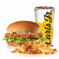 Spicy Chicken Sandwich Combo · Served with small drink and small fry.