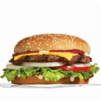 Famous Star with Cheese · Charbroiled All-Beef Patty, Melted American Cheese, Lettuce, Tomato, Sliced Onions, Dill Pic...