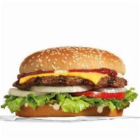 Beyond Famous Star with Cheese · Charbroiled Beyond Plant Based Patty, melted American cheese, lettuce, tomato, sliced onions...
