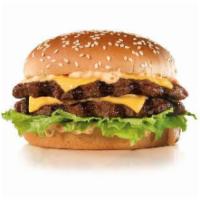 The Big Carl · Two charbroiled beef patties, our classic sauce, two slices of American cheese, and lettuce ...