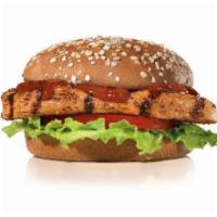 Charbroiled BBQ Chicken Sandwich · Charbroiled Chicken Breast, Lettuce, Tomato and Tangy BBQ Sauce on a Honey Wheat Bun.