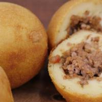 Papa Rellena/Stuffed Potato · Breaded Mashed Potato Ball Filled with Picadillo