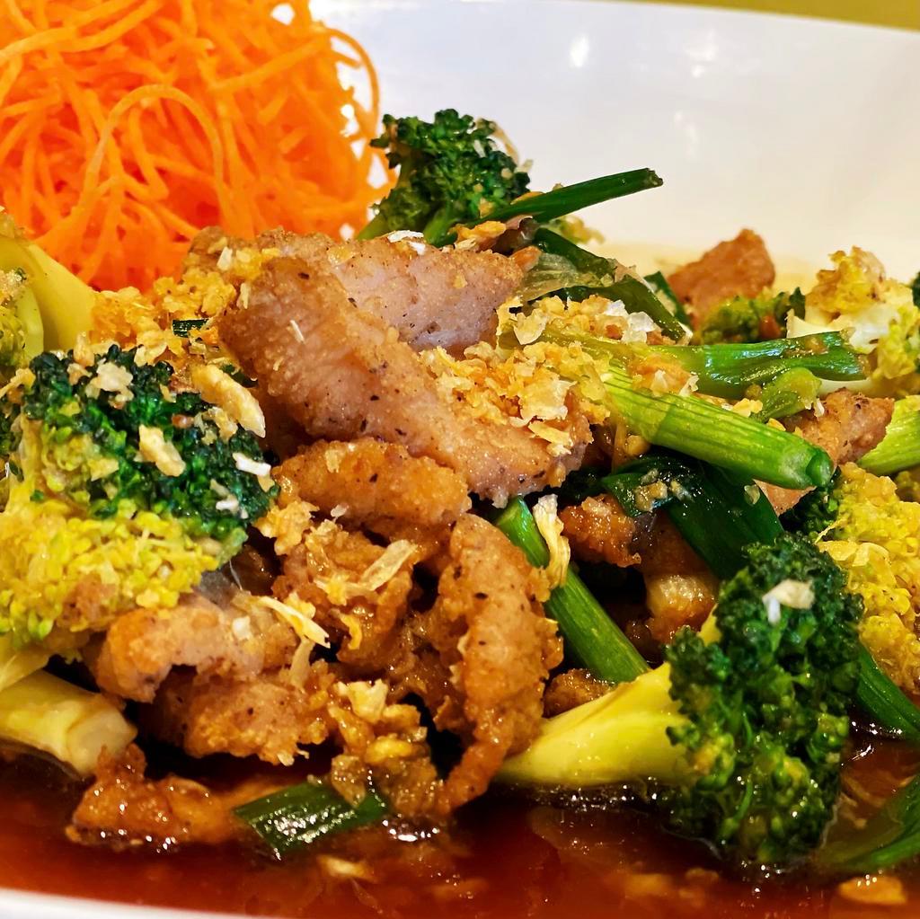 Pepper Garlic · Broccoli, pepper and garlic sauce with your choice of meat. Served with jasmine white rice. 